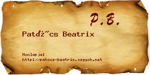 Patócs Beatrix névjegykártya