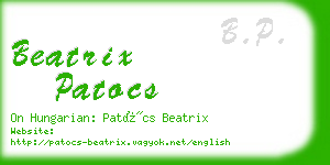 beatrix patocs business card